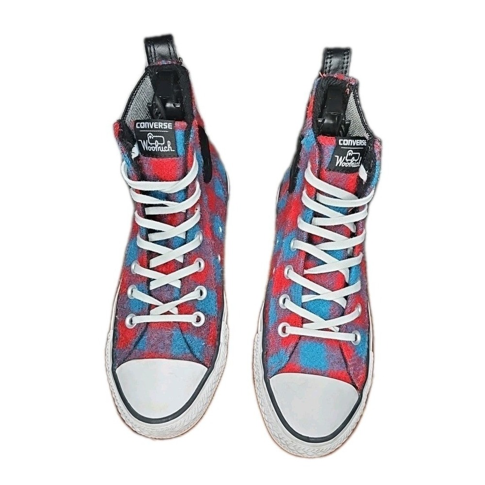 Converse Woolrich Chuck Taylor All Star High Top‎ Red Blue Plaid Wool Women 7